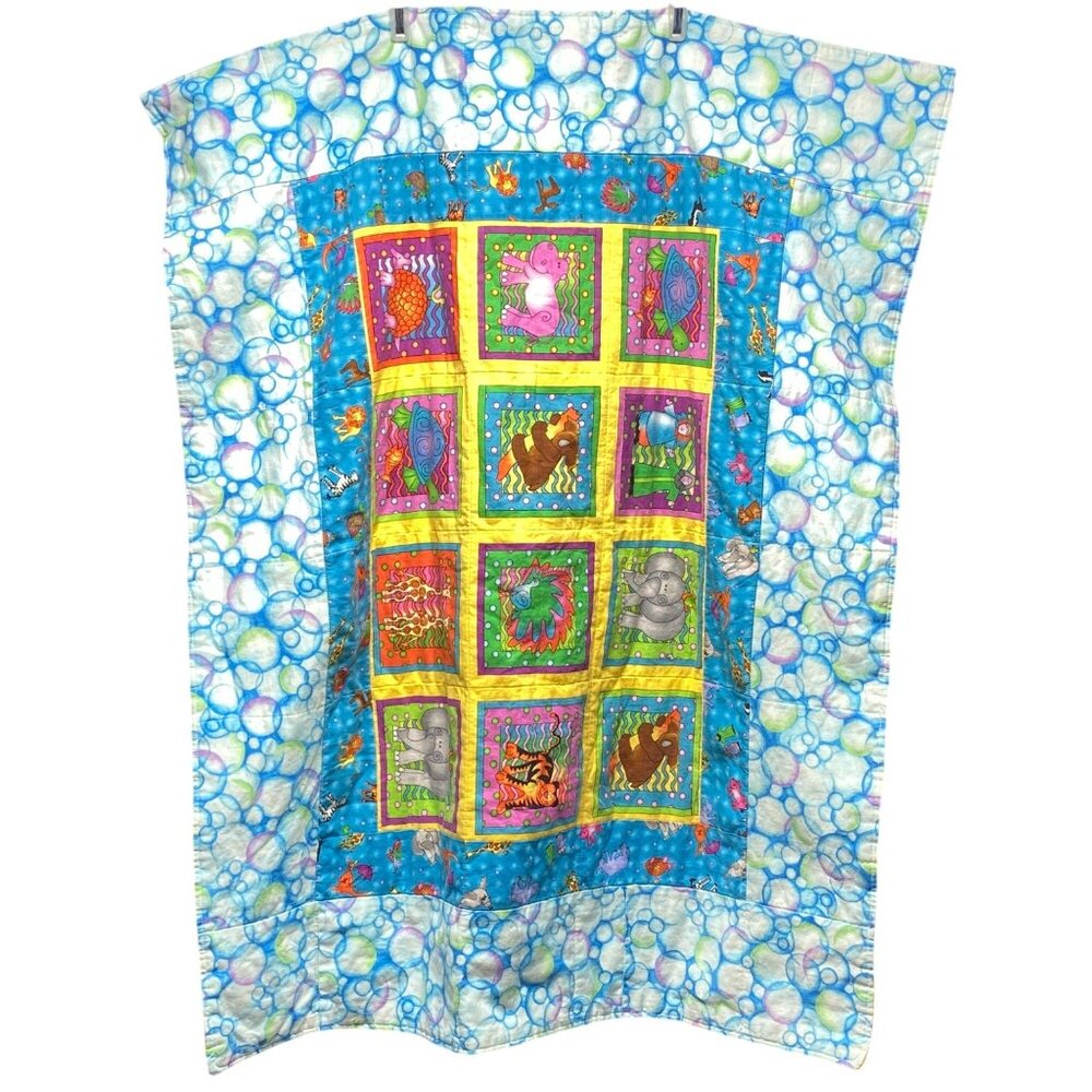 Baby Quilt With Animal & Noahs Ark Panels "Jesus Loves Me" Embroidered